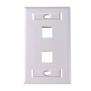 102122D-WH - 2-Port Keystone Wall Plate with 3/8" Station ID - White