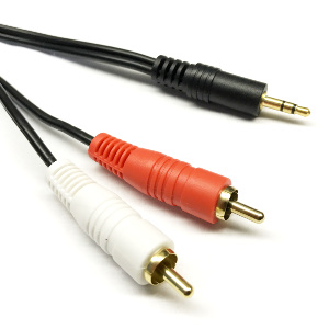 501509/10 - 3.5mm Stereo Male to (2) RCA Stereo Male Cable - Gold Plated - 10ft