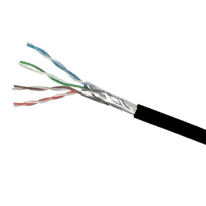 101153BK - CAT5e Shielded Indoor or Outdoor UV Rated Cable, 4 Pair, FTP, Riser Rated (CMR) - Black - 1000ft