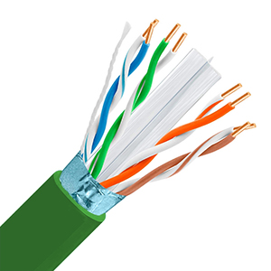 101361S/GN - CAT6E 600MHz Cable, 4 Pair, FTP, Plenum Rated (CMP), Solid Bare Copper - Green - 1000ft