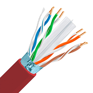 101361S/RD - CAT6E 600MHz Cable, 4 Pair, FTP, Plenum Rated (CMP), Solid Bare Copper - Red - 1000ft