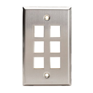 102156 - 6-Port Stainless Steel Wall Plate