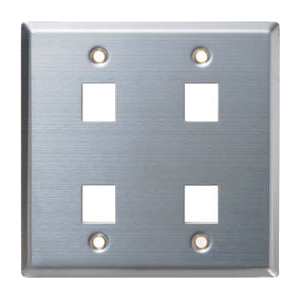 102157SS - 4-Port Stainless Steel Wall Plate - Double Gang