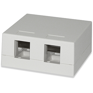 102302D/WH - 2-Port Keystone Surface Mount Box (Suitable for 8-in-a-row Jacks) - White