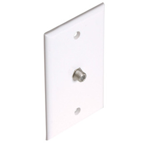 106390WH - 1-Port Smooth Coax F-Type Jack Wall Plate - White