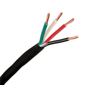 150104BK/100 - 16 AWG, 4 Conductor - CL3R Indoor/Outdoor UV Direct Burial Rated Speaker Wire - Black - 100ft