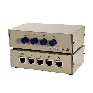 250504 - 1x4 or 4x1 - 4-Port AB Manual Sharing Ethernet RJ45 Switch Box
