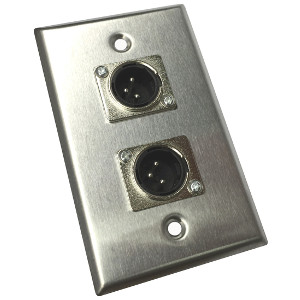 3W3011SS - 2-Port XLR 3-Pin Male Stainless Steel Microphone Wall Plate