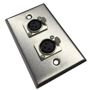 3W3012SS - 2-Port XLR 3-Pin Female Stainless Steel Microphone Wall Plate