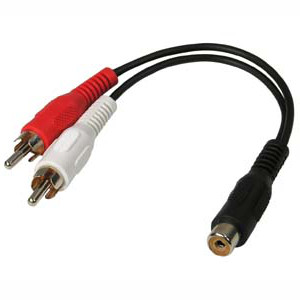 501502/.5BK - RCA Female to (2) RCA Stereo Male Cable - 6 inch