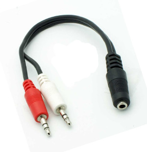 501506/.5BK - 3.5mm Stereo Female to (2) 3.5mm Stereo Male Splitter Cable - 6 inch