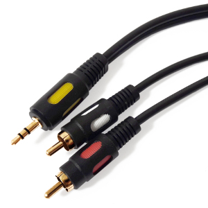 501508/25 - Premium 3.5mm Stereo Male to (2) RCA Stereo Male Cable - Bare Copper Conductors - Gold Plated - 25ft